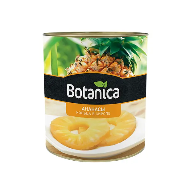 Ананасы консервированные кольца в сиропе Botanica 3100мл/3050гр/1840гр, 6шт/кор, Таиланд