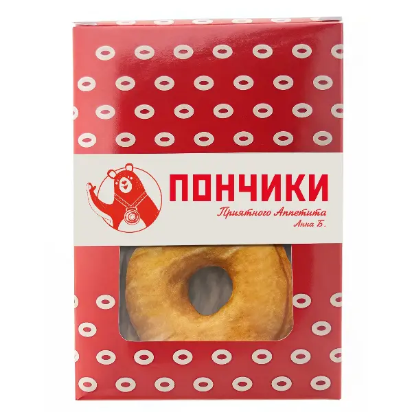 Пончики классические с сахарной пудрой Пончиковая 58гр, 5шт/упак, 4упак/кор