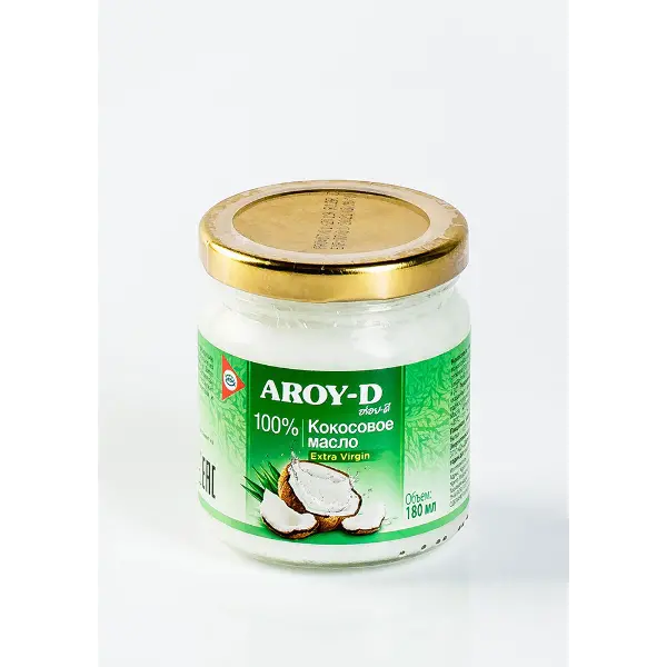 Масло кокосовое Extra Virgin Aroy-D 180мл ст/б, 12шт/кор
