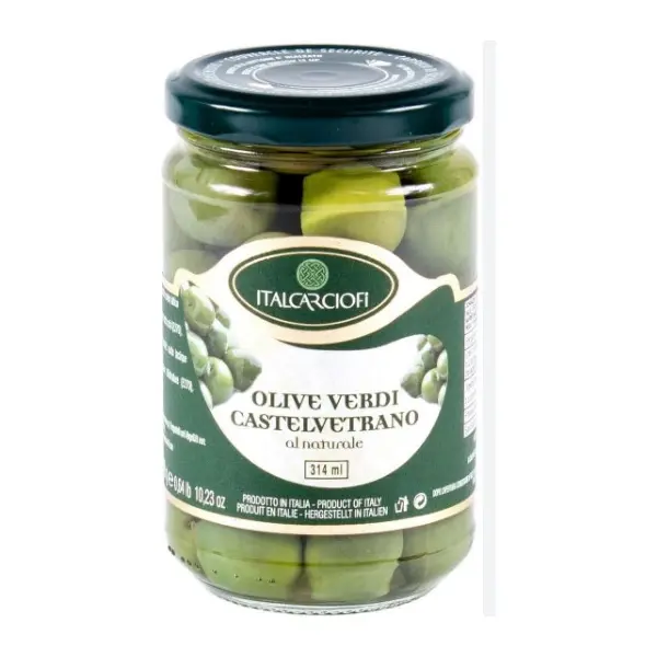 Оливки целые б/к Castelvetrano 314мл/280гр/90гр ст/б, 12шт/кор