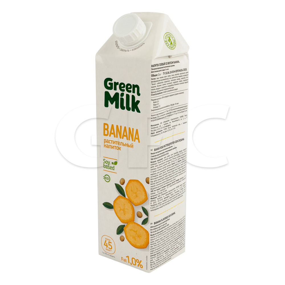 Молоко растительное банановое Green Milk 1л, 12шт/кор