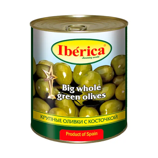 Оливки целые с/к крупные Iberica 875мл/875гр/500гр, 6шт/кор