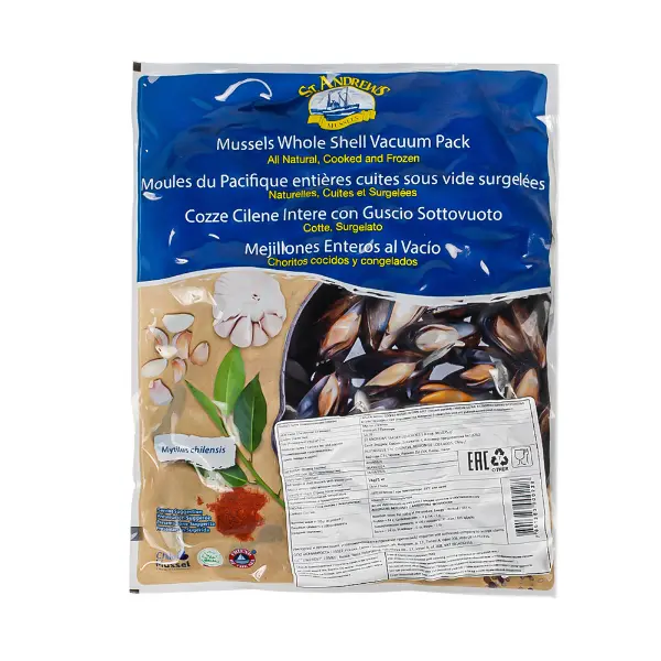 Мидии голубые раковины 50/70 ST ANDREWS SMOKY DELICACIES S A 10752 1кг, 5кг/кор