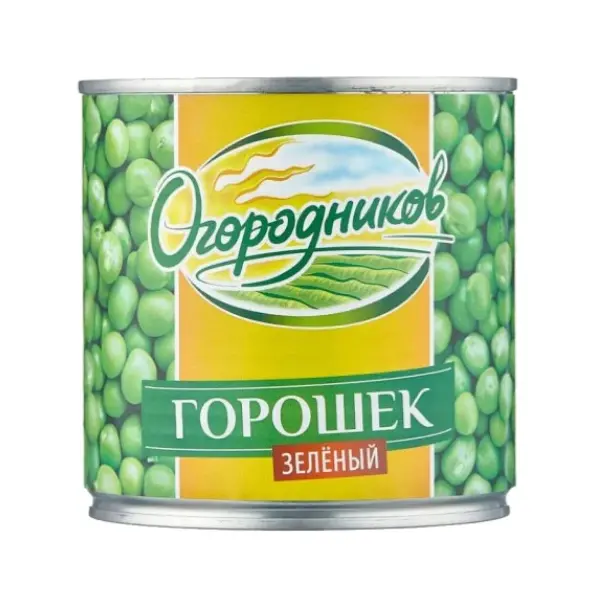 Горошек зеленый консервированный Огородников 425мл/400гр, 12шт/кор
