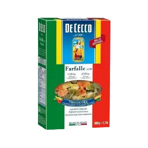 Макароны Фарфалле цветные Де Чекко 500гр, 12шт/кор, Италия