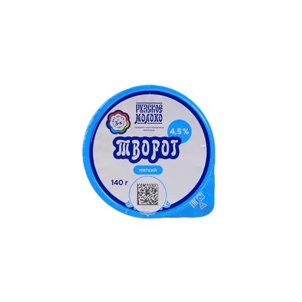 Творог мягкий 4,5% Рузское молоко 140гр, 12шт/кор