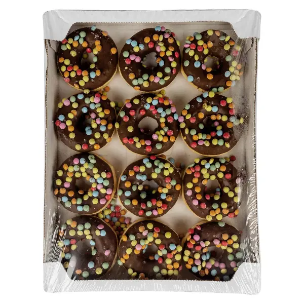 Донат в какао глазури и цветным драже HAPPY Stokson 61гр, 12шт/кор