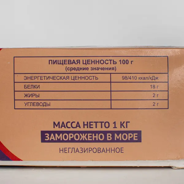 Кальмар тушка очищен. командорский Росрыбфлот 1кг, 21кг/кор