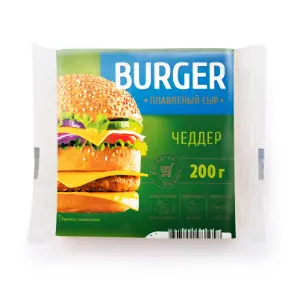 Сыр плавленый ломтики Чеддер Burger 45% Витако 200гр/10шт/уп, 12уп/кор