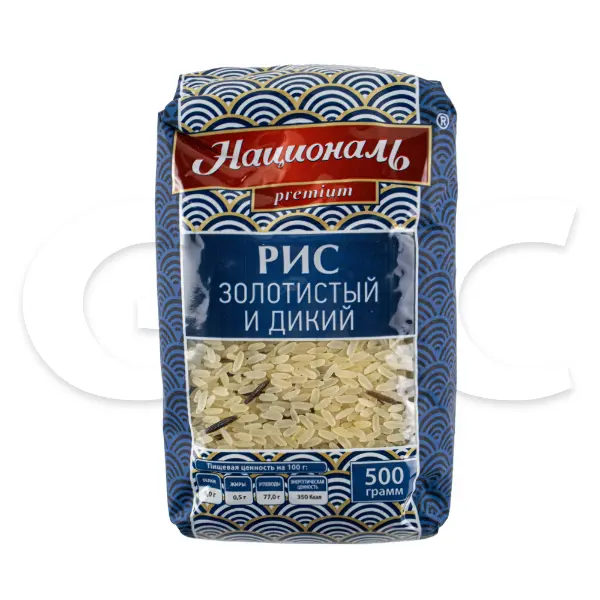 Рис смесь золотистого и дикого Националь PREMIUM 500гр, 6шт/кор