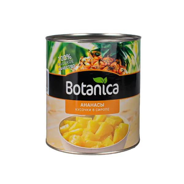 Ананасы консервированные кусочки в сиропе Botanica 3100мл/3050гр/1840гр, 6шт/кор, Таиланд