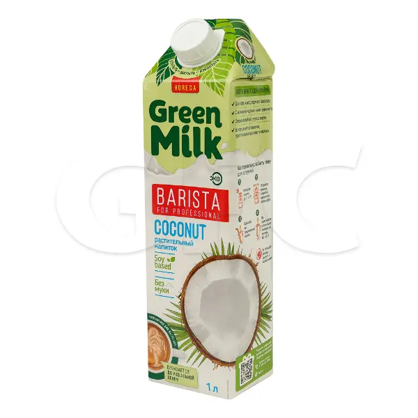 Молоко растительное кокосовое на соевой основе Kokos Professional Green Milk 1л, 12шт/кор