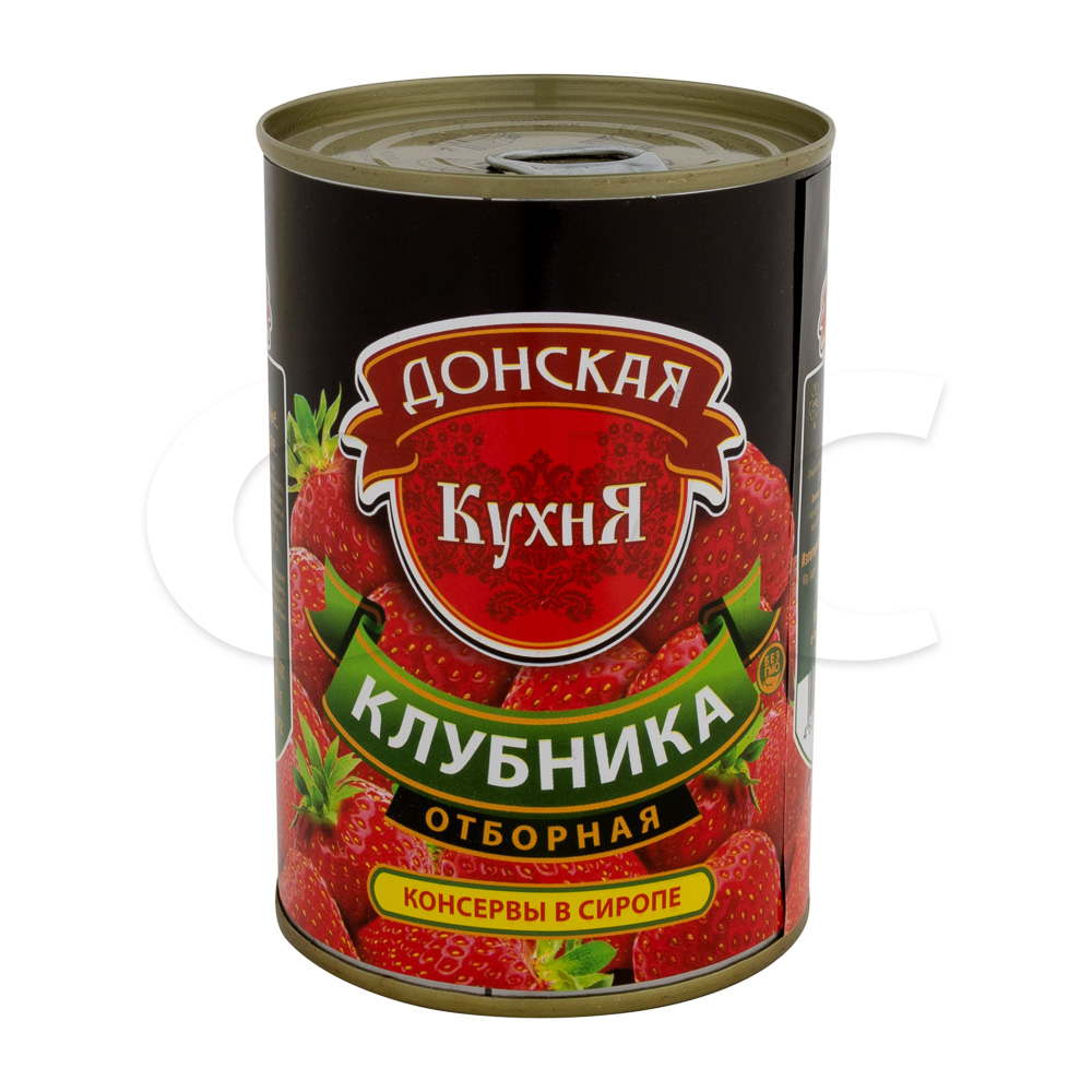 Клубника консервированная в легком сиропе Донская кухня 425мл/410гр/160гр  ж/б, 24шт/кор купить оптом, 203088 – GFC-Russia