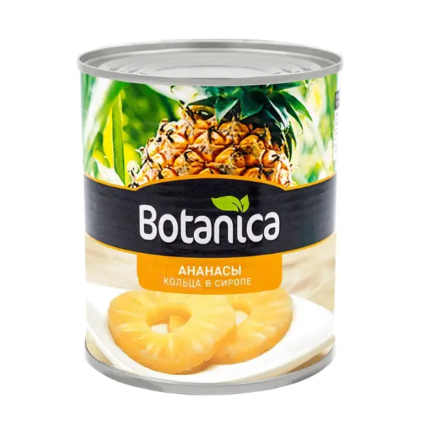 Ананасы консервированные кольца в сиропе Botanica 850мл/850гр/490гр, 12шт/кор, Таиланд