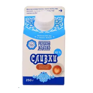 Сливки 10% Рузское молоко 250гр, 10шт/кор