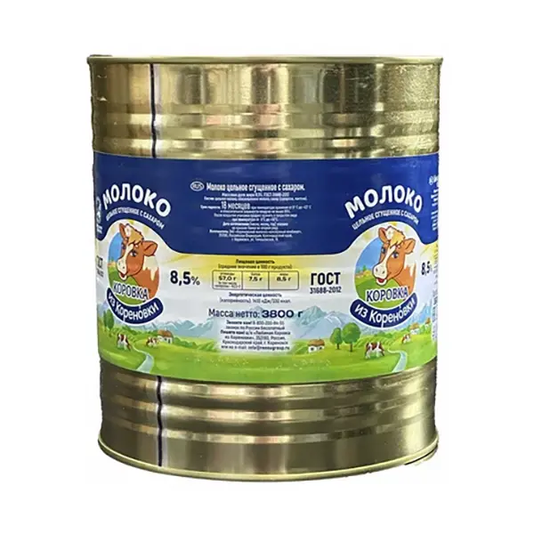 Молоко сгущенное с сахаром 8,5% ГОСТ КМКК 3,8кг, 4шт/кор