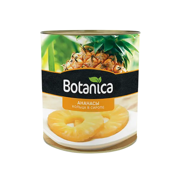 Ананасы консервированные кольца в сиропе Botanica 3100мл/3050гр/1840гр, 6шт/кор, Таиланд