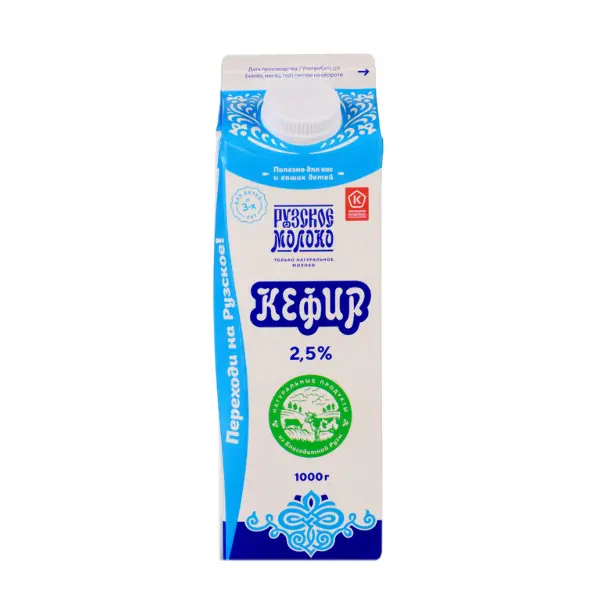 Кефир 2,5% Рузское молоко 1кг, 8шт/кор
