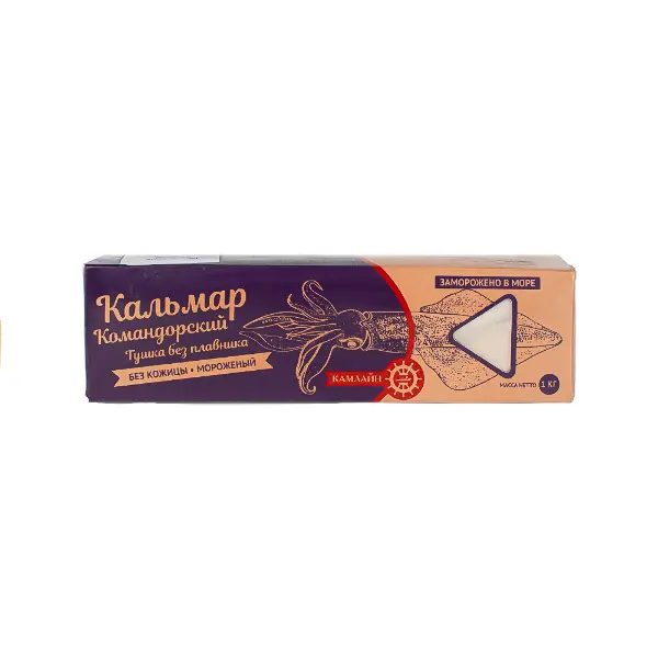 Кальмар тушка очищен. командорский Росрыбфлот 1кг, 21кг/кор
