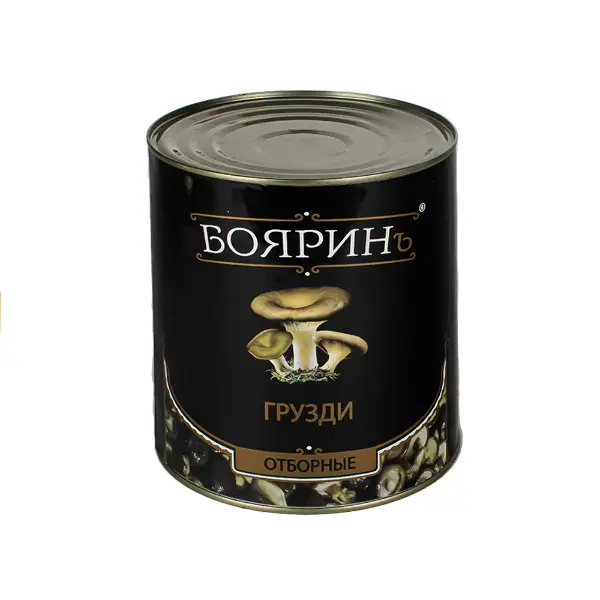 Грибы Шиитаке грузди отборные пастеризованные Бояринъ 3100мл/2840гр/1800гр ж/б, 6шт/кор