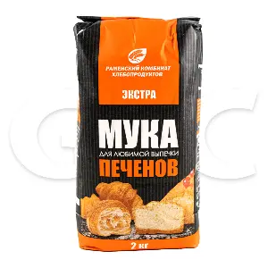 Мука пшеничная хлебопекарная сорт Экстра Печенов 2кг, 6шт/кор