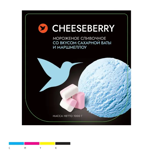 Мороженое сливочное со вкусом сахарной ваты и маршмеллоу Сheeseberry 1кг, 4шт/кор