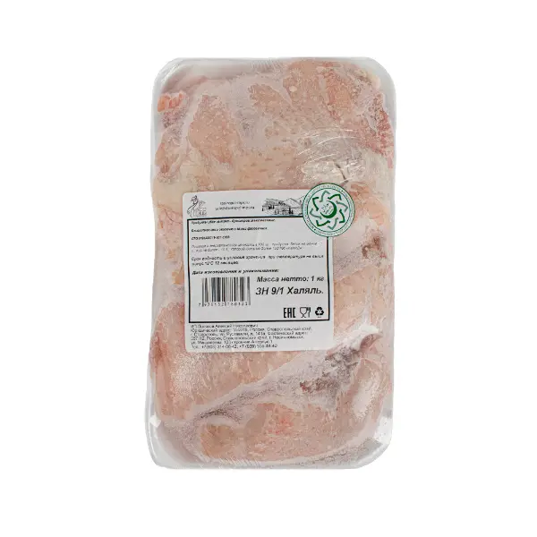 Курица окорочок без кости с кожей зам. ИП Поляков подложка 1кг, ~12кг/кор