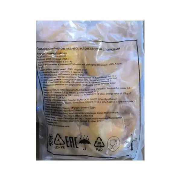 Манго слайсы с/м SUN FOOD 1кг, 10шт/кор