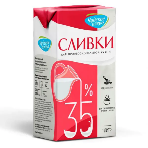 Сливки ултрапастеризованные Чудское озеро 35% 1000 мл