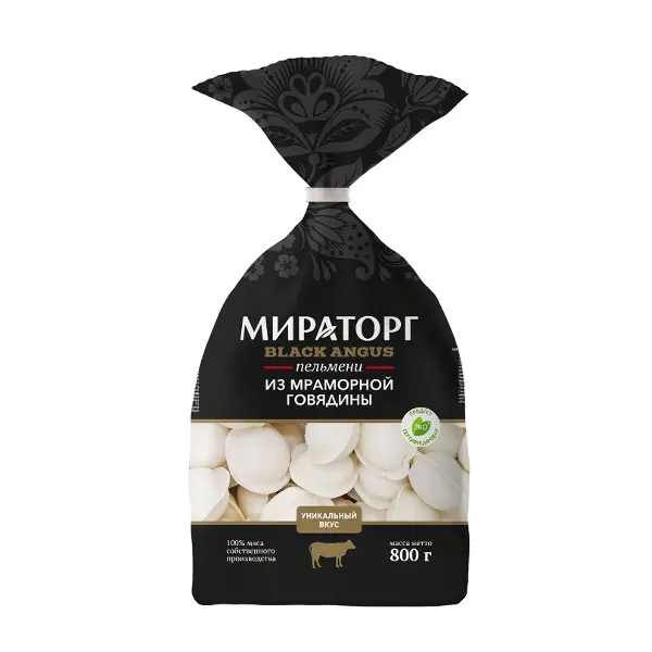 Пельмени из мраморной говядины Black Angus Мираторг 800гр, 8шт/кор