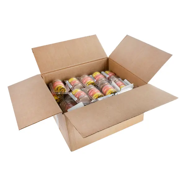 Макарони ассорти мини Банановый милкшейк, Малина, Кокосовый рай Macaronshop 60гр, 39шт/кор