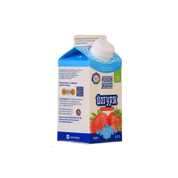 Йогурт с клубникой 2,2% Рузское молоко 330гр, 10шт/кор