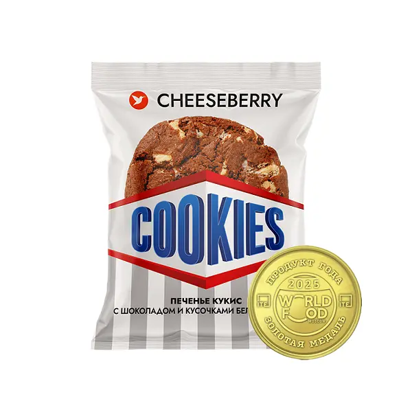Кукис шоколадный с белой шоколадной глазурью Сheeseberry 70гр, 28шт/кор цветная упаковка