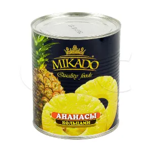 Ананасы консервированные кольца в ананасовом соке MIKADO 580мл, 12 шт/кор