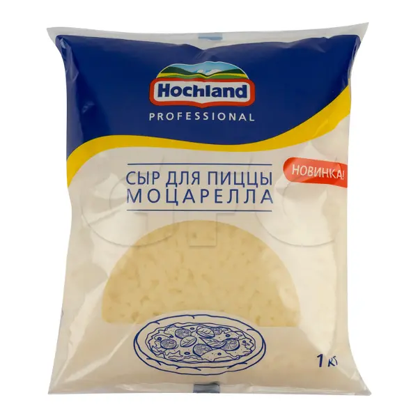 Сыр Моцарелла 40% для пиццы Хохланд 1кг, 10шт/кор