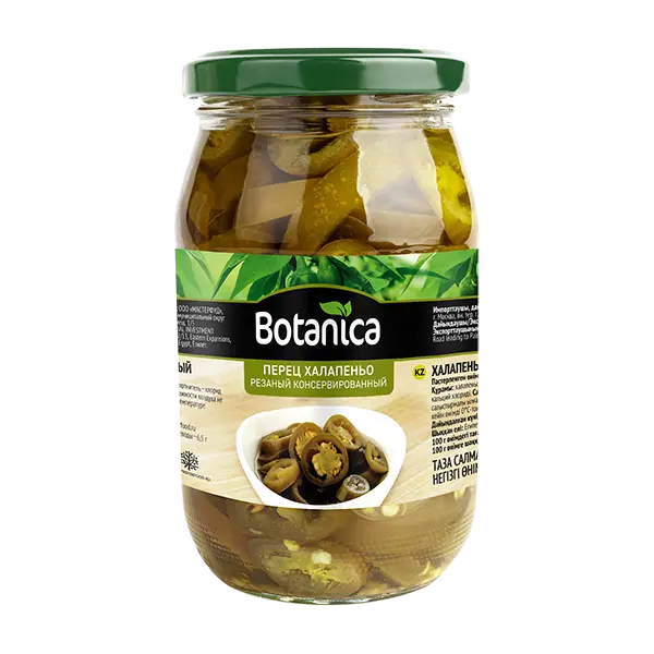 Перец халапеньо резаный Botanica 370мл/370гр/180гр, 12шт/кор, Египет