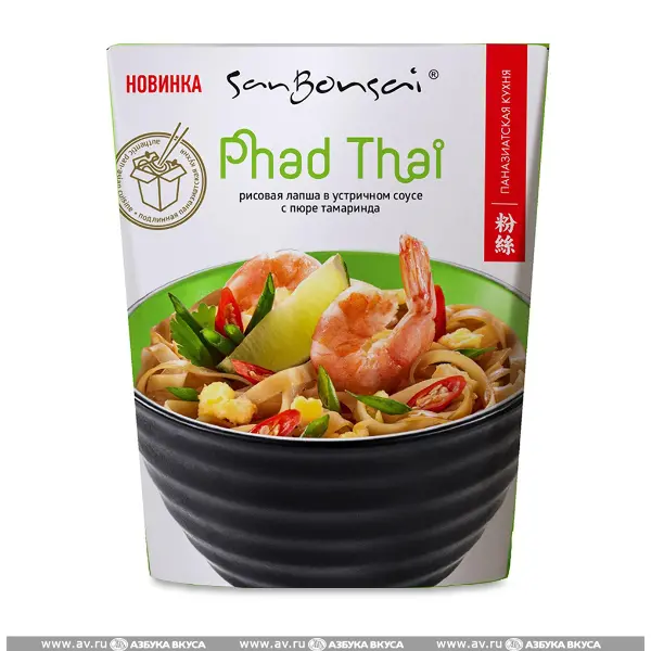 Лапша рисовая PHAD THAI в устричном соусе с пюре тамаринда SanBonsai 123г*24