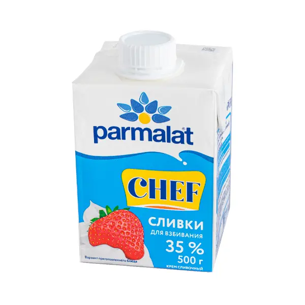 Сливки ультрапастеризованные для взбивания 35% Parmalat CHEF 500мл, 12шт/кор