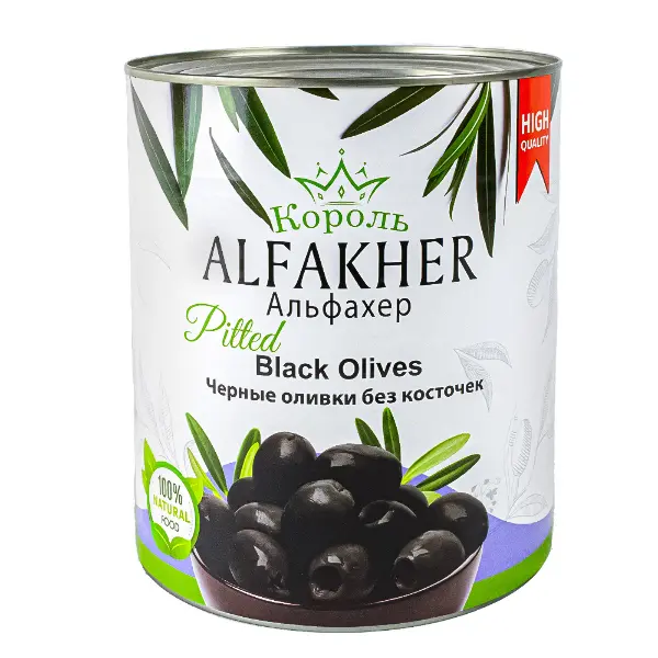 Маслины целые б/к ALFAKHER 3100мл/3000гр/1500гр ж/б, 6шт/кор