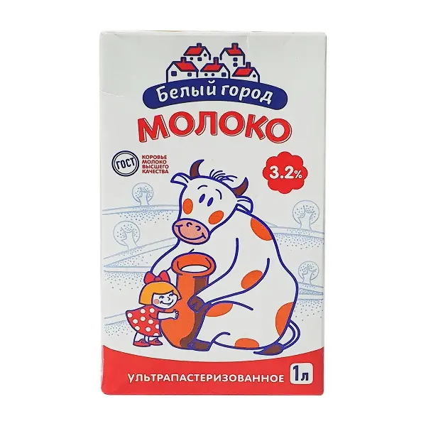 Молоко ультрапастеризованное 3,2% Белый Город 1л, 16шт/кор