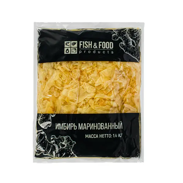 Имбирь маринованный белый Fish&Food 1,4кг, вес сухого вещ-ва 1кг, 10шт/кор