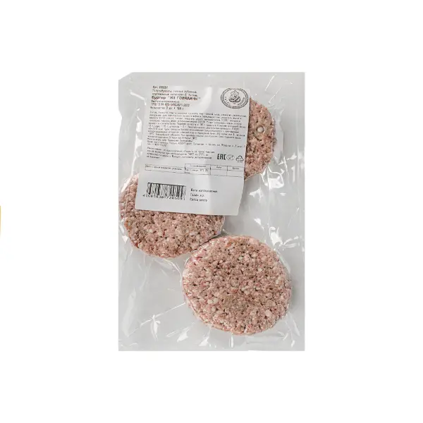 Котлета для гамбургера из говядины халяль Казанские Деликатесы 100мм 300гр, 24упак/кор