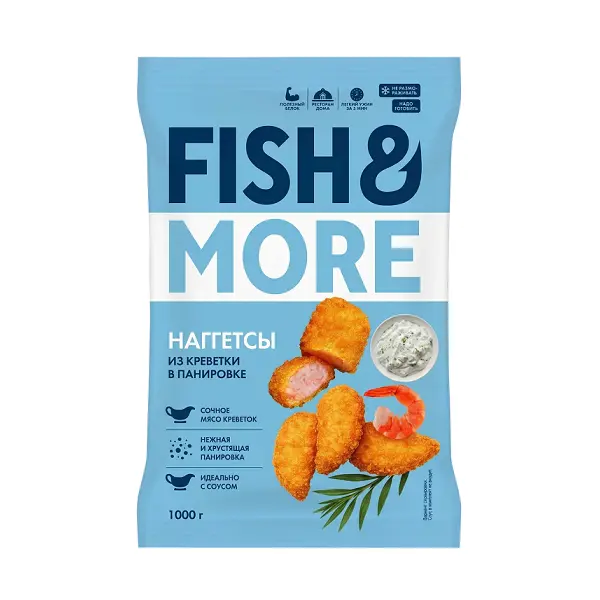 Наггетсы из мяса креветок в панировке Fish&More 1кг, 6кг/кор
