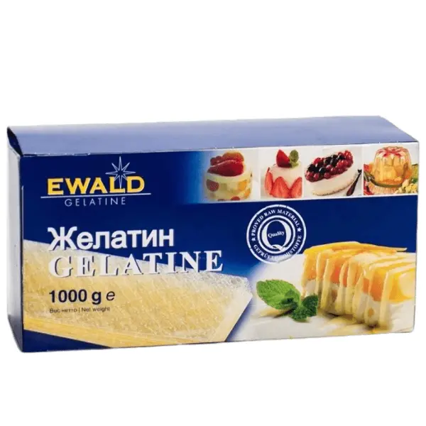 Желатин пищевой EWALD листовой свиной 1 кг*25шт