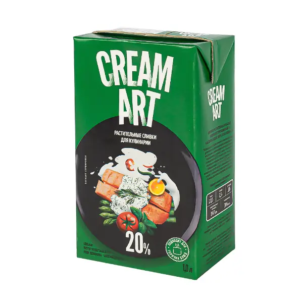 Крем на растительных маслах ультрапастеризованный 20% Creamart 1л, 12шт/кор