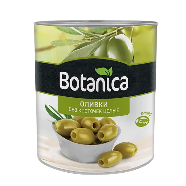 Оливки целые б/к Botanica 3100мл/3100гр/1440гр, 6шт/кор, Турция