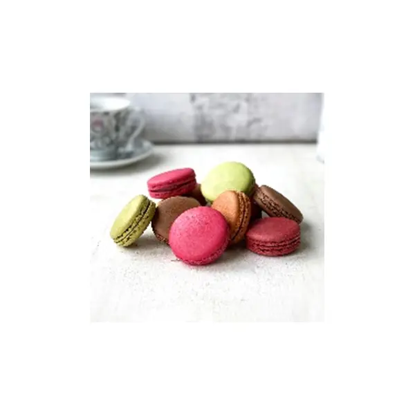 Макарон ассорти с малиной, шоколадом,вишней,фисташкой, карамелью ДФ 18гр, 30шт/540гр/уп, 6уп/кор