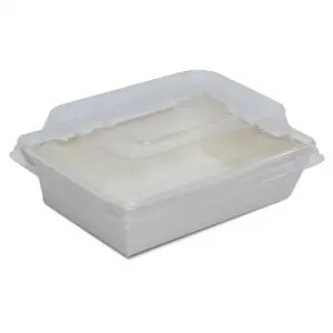 Контейнер бумажный с купольной крышкой белый Crystal Box 120*160*70мм 500мл SaaMi, 300шт/кор