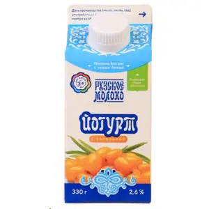 Йогурт с облепихой 2,6% Рузское молоко 330гр, 10шт/кор