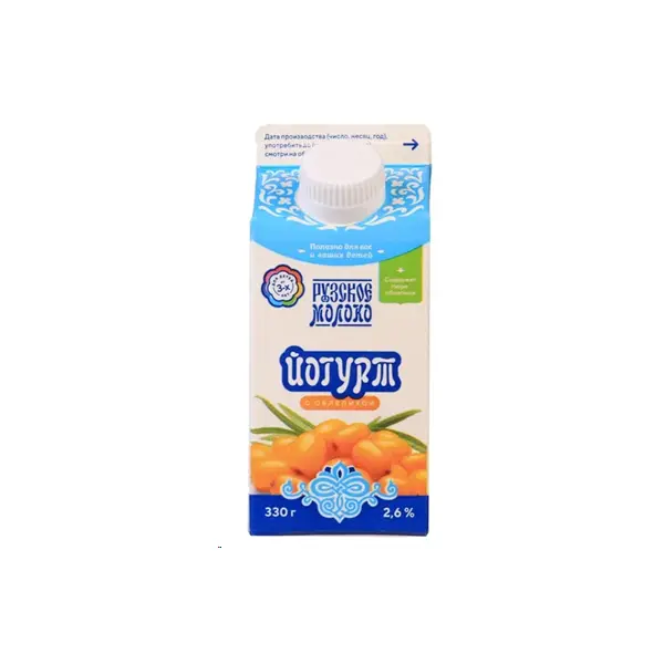 Йогурт с облепихой 2,6% Рузское молоко 330гр, 10шт/кор